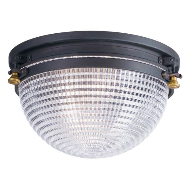 Maxim Lighting 10180OIAB Portside 1 Light 12 Inch Outdoor Flush Mount in Oil Rubbed Bronze-Antique Brass with Clear Glass