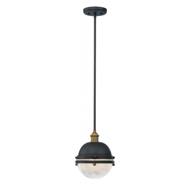 Maxim Lighting 10184OIAB Portside 1 Light 10 Inch Tall Outdoor Hanging Lantern In Oil Rubbed Bronze-Antique Brass
