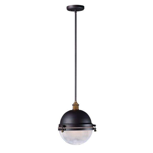 Maxim Lighting 10187OIAB Portside 1-Light 12 Inch Outdoor Pendant in Oil Rubbed Bronze-Antique Brass