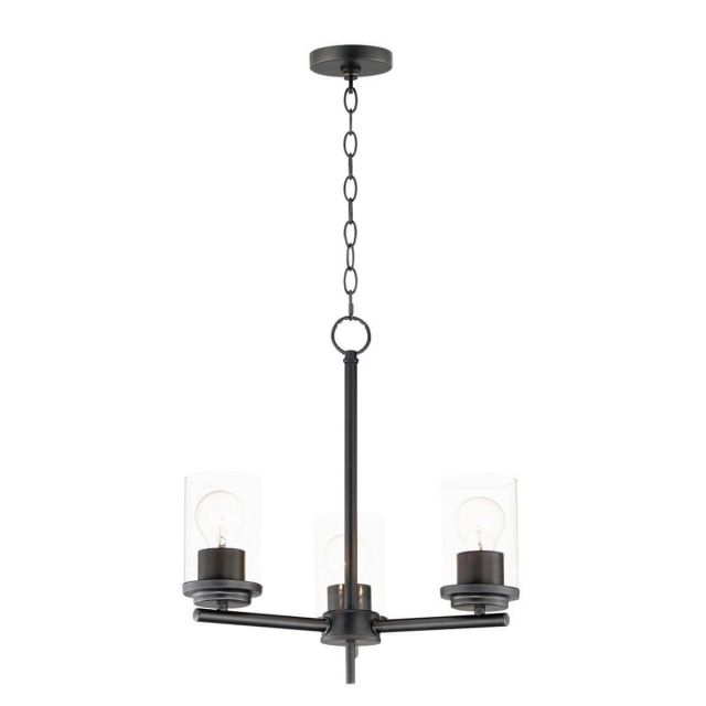 Maxim Lighting 10203CLBK Corona 3 Light 17 inch Chandelier in Black with Clear Glass
