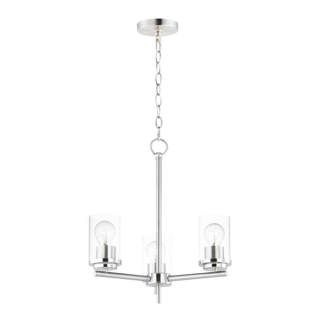 Maxim Lighting 10203CLSN Corona 3 Light 17 inch Chandelier in Satin Nickel with Clear Glass