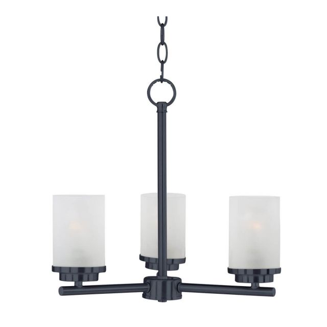 Maxim Lighting 10203FTBK Corona 3 Light 17 Inch Chandelier in Black with Frosted Glass