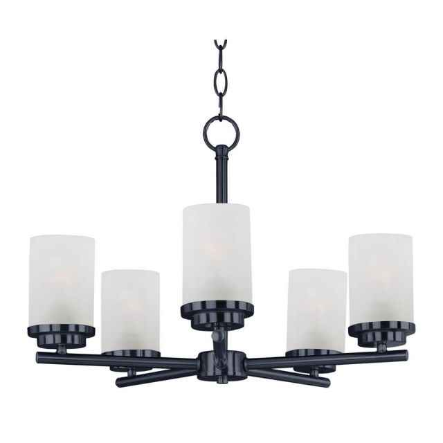 Maxim Lighting 10205FTBK Corona 5 Light 22 Inch Chandelier in Black with Frosted Glass
