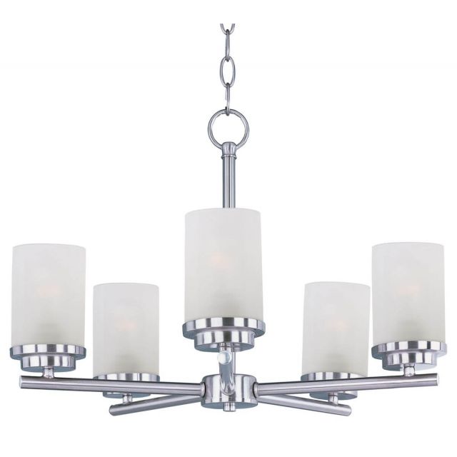 Maxim Lighting 10205FTSN Corona 5 Light 22 inch Single-Tier Chandelier in Satin Nickel with Frosted Glass