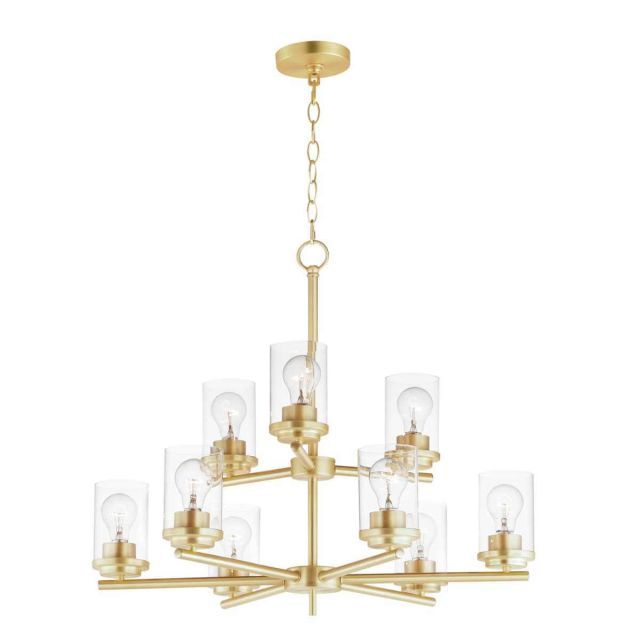 Maxim Lighting 10206CLSBR Corona 9 Light 28 inch Multi-Tier Chandelier in Satin Brass with Clear Glass