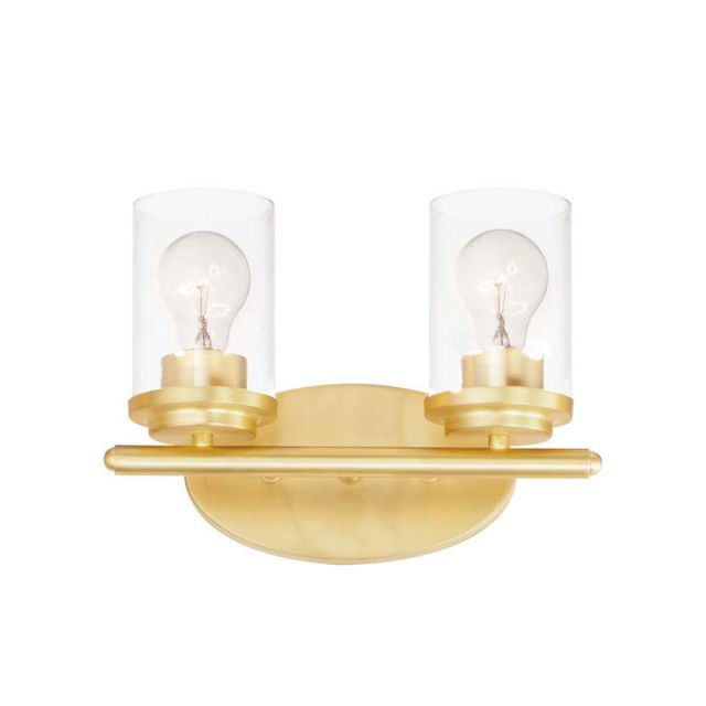 Maxim Lighting 10212CLSBR Corona 2 Light 12 inch Bath Vanity in Satin Brass with Clear Glass