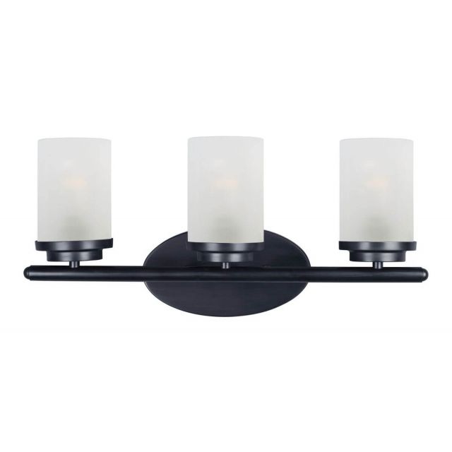 Maxim Lighting 10213FTBK Corona 3 Light 19 Inch Bath Vanity in Black with Frosted Glass