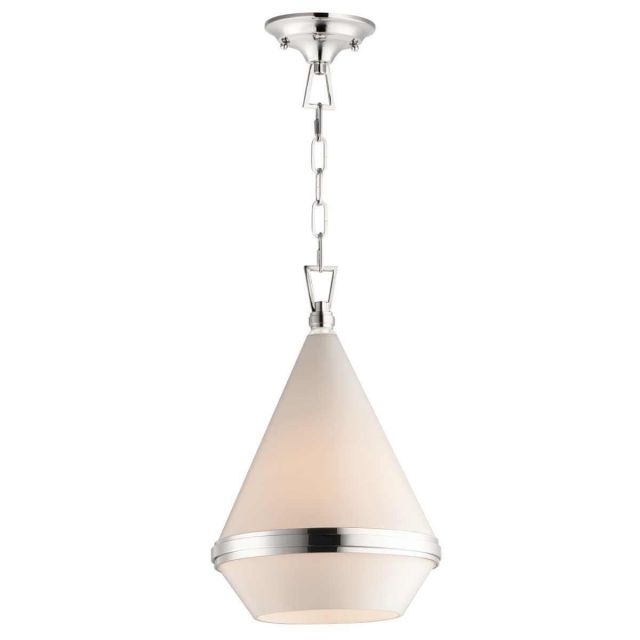 Maxim Lighting 10374WTPN Giza 1 Light 11 inch Pendant in Polished Nickel with White Glass