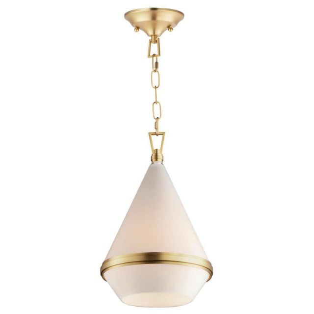 Maxim Lighting 10374WTSBR Giza 1 Light 11 inch Pendant in Satin Brass with White Glass