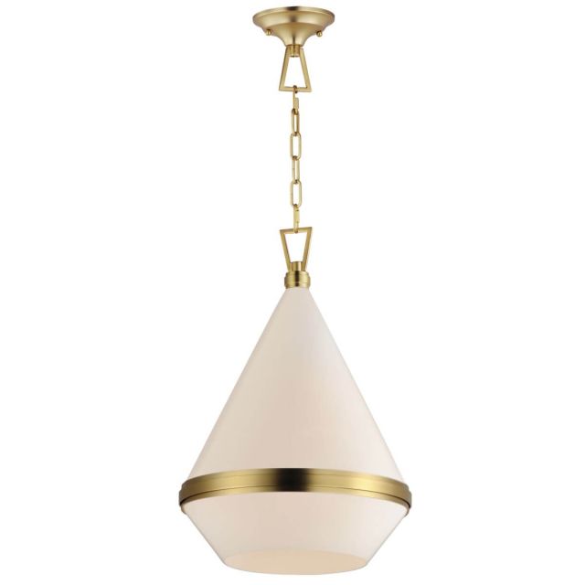 Maxim Lighting 10376WTSBR Giza 1 Light 16 inch Foyer Pendant in Satin Brass with Opal White Glass