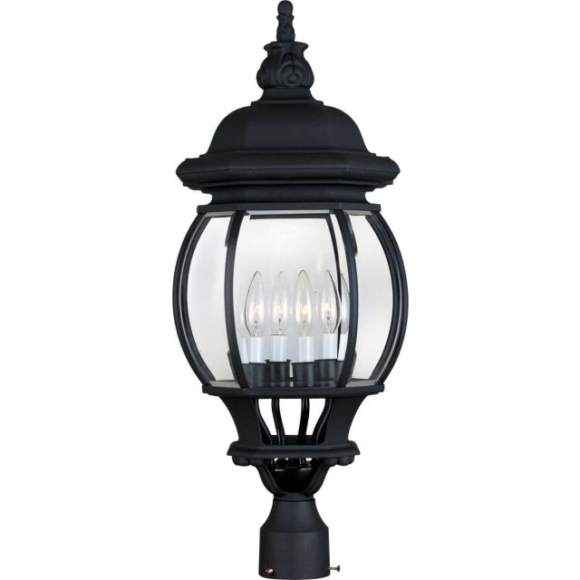 Maxim Lighting 1038BK Crown Hill 4 Light 27 Inch Tall Outdoor Pole-Post Lantern In Black With Clear Glass Shade