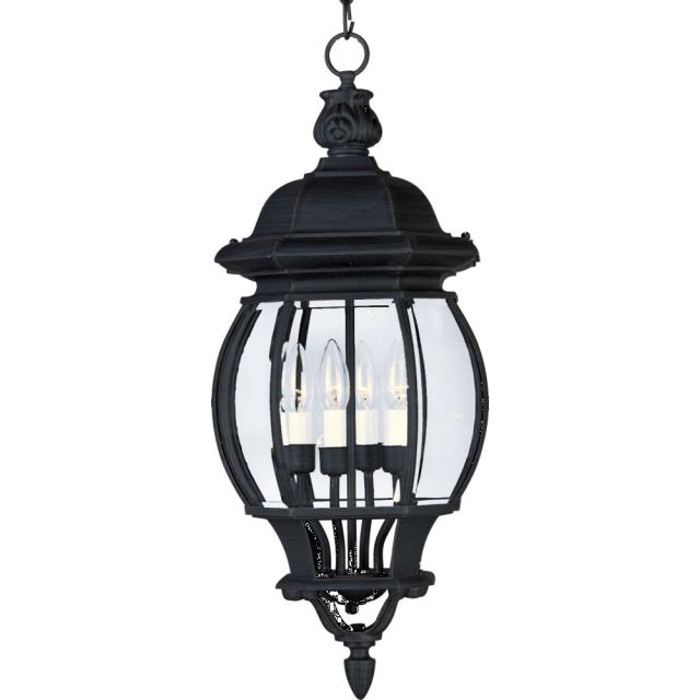 Maxim Lighting 1039BK Crown Hill 4 Light 10 Inch Outdoor Hanging Lantern In Black With Clear Glass Shade