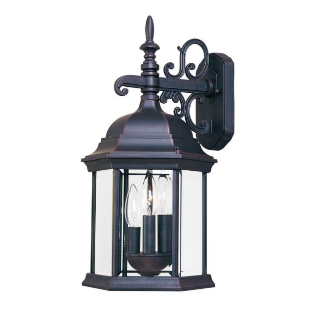 Maxim Lighting Builder Cast 3 Light 19 inch Tall Outdoor Wall Mount in Empire Bronze with Clear Glass 1073CLEB