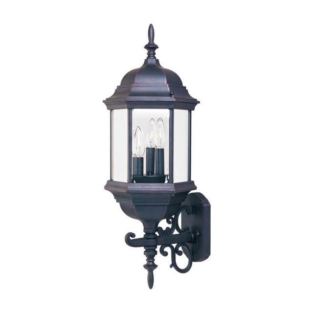 Maxim Lighting 1074CLEB Builder Cast 3 Light 25 Inch Tall Outdoor Wall Mount In Empire Bronze With Clear Glass Shade
