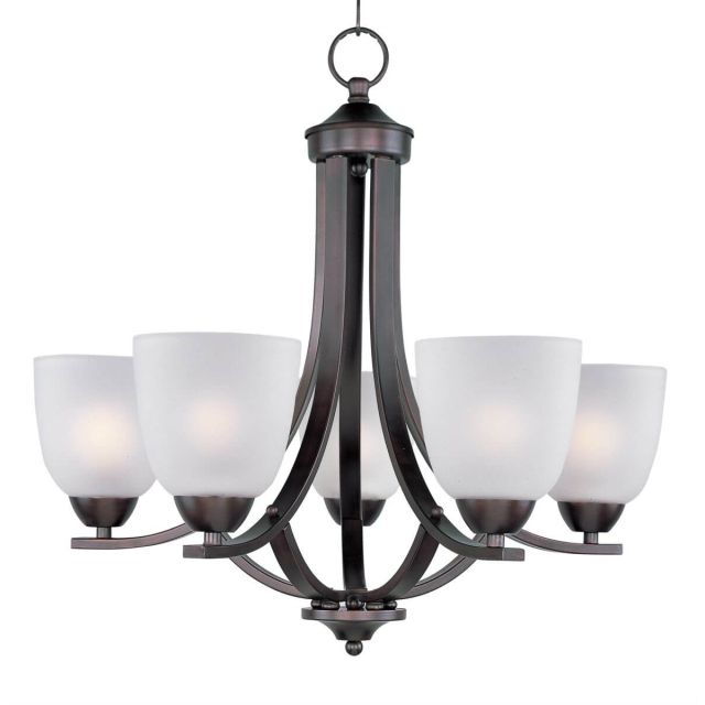 Maxim Lighting Axis 5 Light 24 Inch Single-Tier Chandelier In Oil Rubbed Bronze with Frosted Glass Shade 11225FTOI
