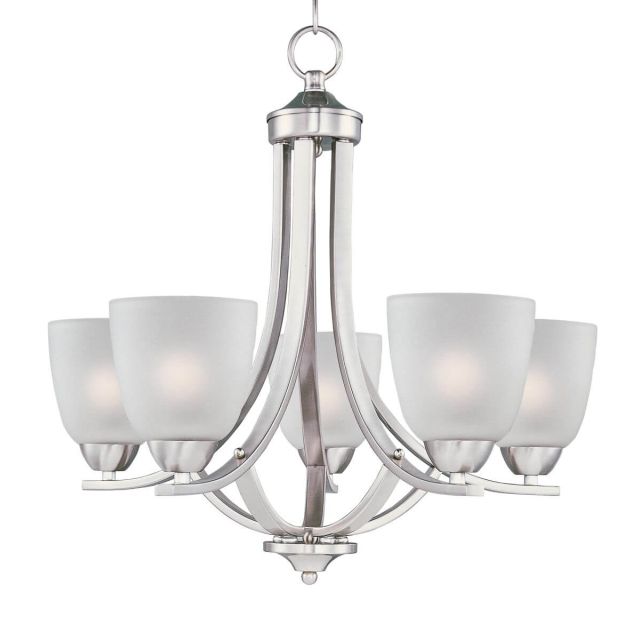 Maxim Lighting Axis 5 Light 24 inch Single-Tier Chandelier in Satin Nickel with Frosted Glass 11225FTSN