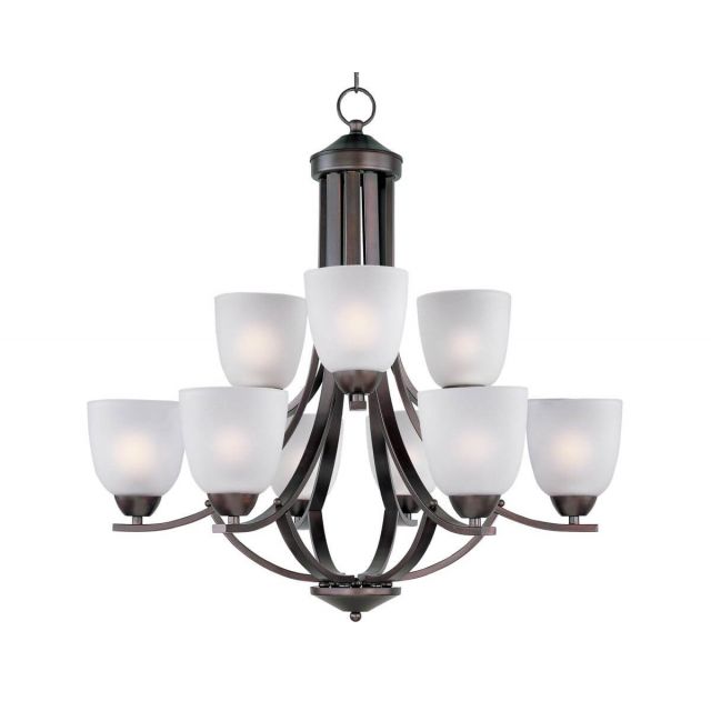 Maxim Lighting Axis 9 Light 28 inch Multi-Tier Chandelier in Oil Rubbed Bronze with Frosted Glass 11226FTOI