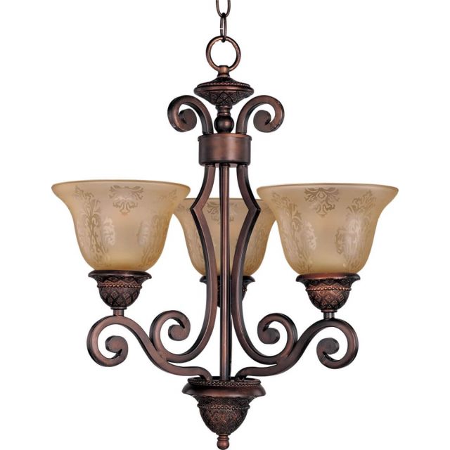 Maxim Lighting 11235SAOI Symphony 3 Light 19 inch Single-Tier Chandelier in Oil Rubbed Bronze with Screen Amber Glass