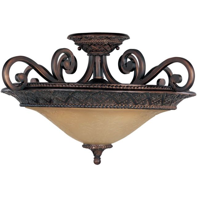 Maxim Lighting Symphony 3 Light 23 inch Semi-Flush Mount in Oil Rubbed Bronze with Screen Amber Glass 11241SAOI
