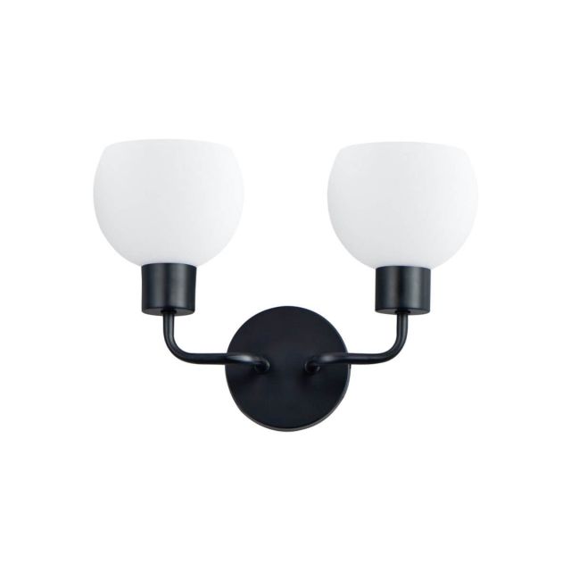 Maxim Lighting 11272SWBK Coraline 2 Light 11 Inch Tall Wall Sconce in Black with Satin White Glass