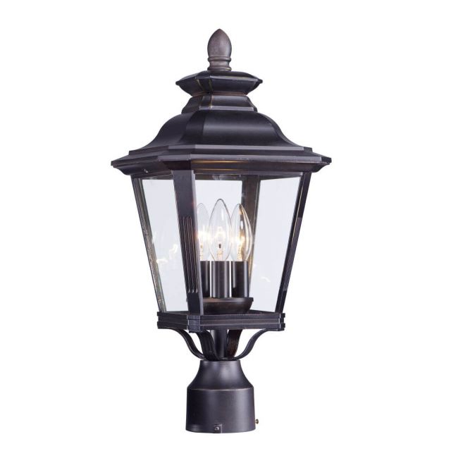 Maxim Lighting 1130CLBZ Knoxville 3 Light 20 inch Tall Outdoor Pole-Post Mount in Bronze with Clear Glass