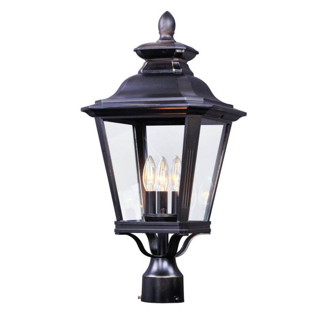 Maxim Lighting 1131CLBZ Knoxville 3 Light 24 inch Tall Outdoor Pole-Post Mount in Bronze with Clear Glass