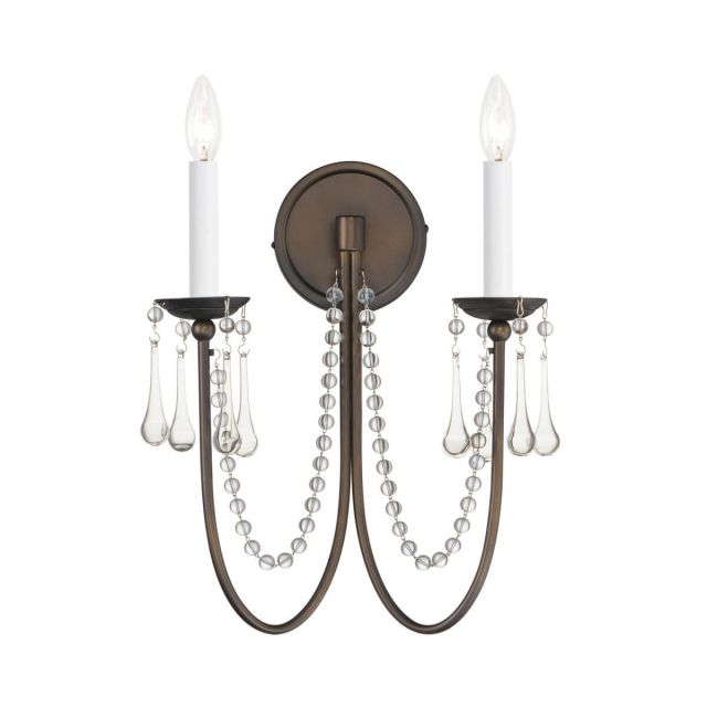 Maxim Lighting 12161CHB/CRY Plumette 2 Light 16 inch Tall Wall Sconce in Chestnut Bronze with Crystal Accents