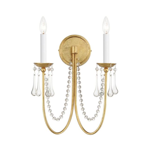Maxim Lighting 12161GL/CRY Plumette 2 Light 16 inch Tall Wall Sconce in Gold Leaf with Crystal Accents