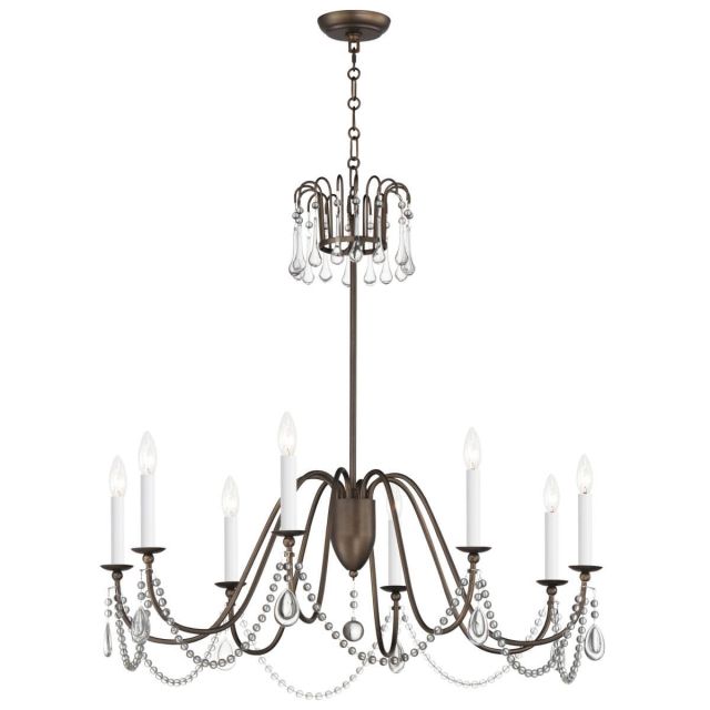 Maxim Lighting 12168CHB/CRY Plumette 8 Light 36 inch Chandelier in Chestnut Bronze with Crystal Accents