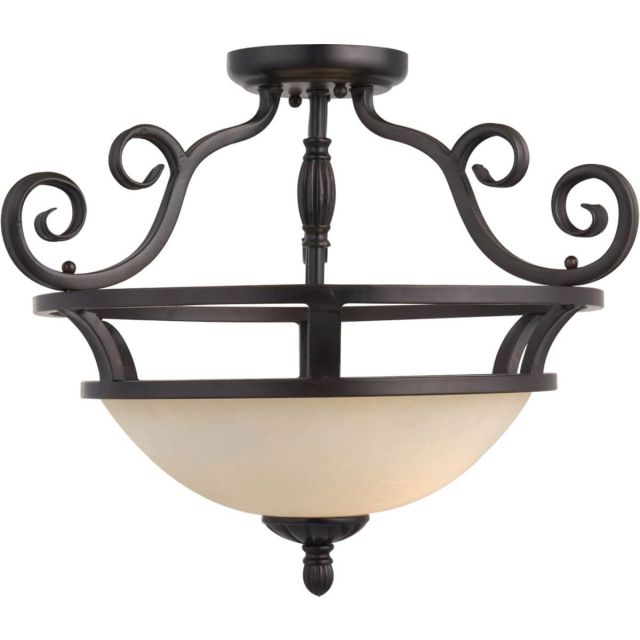Maxim Lighting 12201FIOI Manor 2 Light 20 inch Semi-Flush Mount in Oil Rubbed Bronze with Frosted Ivory Glass