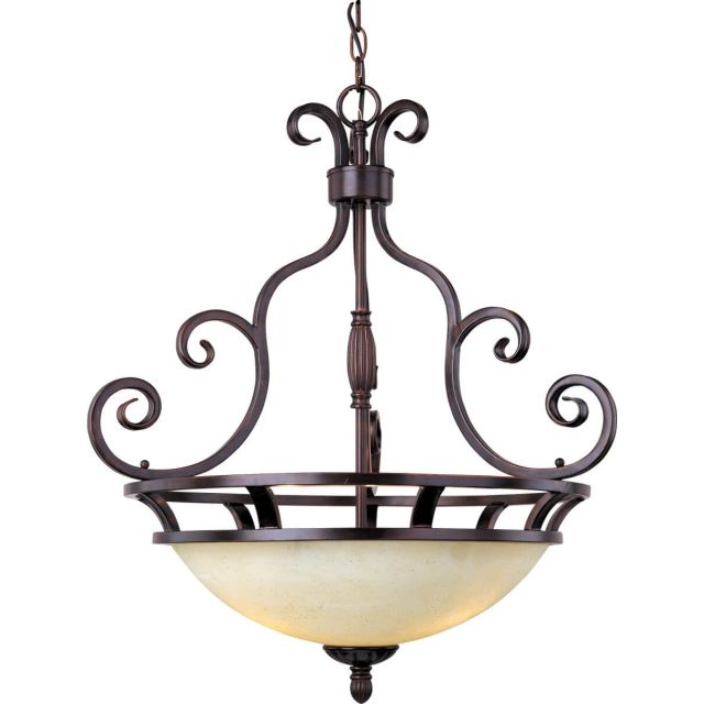 Maxim Lighting 12202FIOI Manor 3 Light 23 inch Invert Bowl Pendant in Oil Rubbed Bronze with Frosted Ivory Glass
