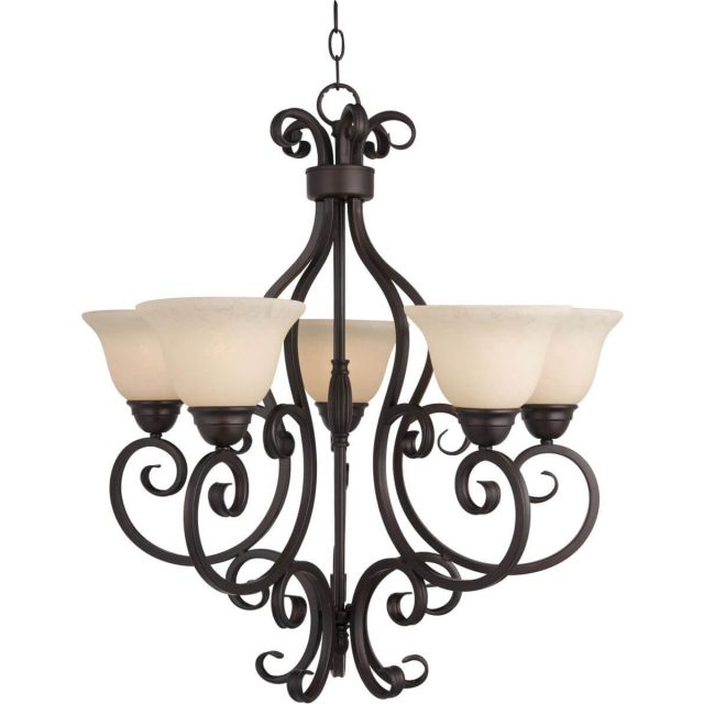 Maxim Lighting 12205FIOI Manor 5 Light 26 inch Single-Tier Chandelier in Oil Rubbed Bronze with Frosted Ivory Glass