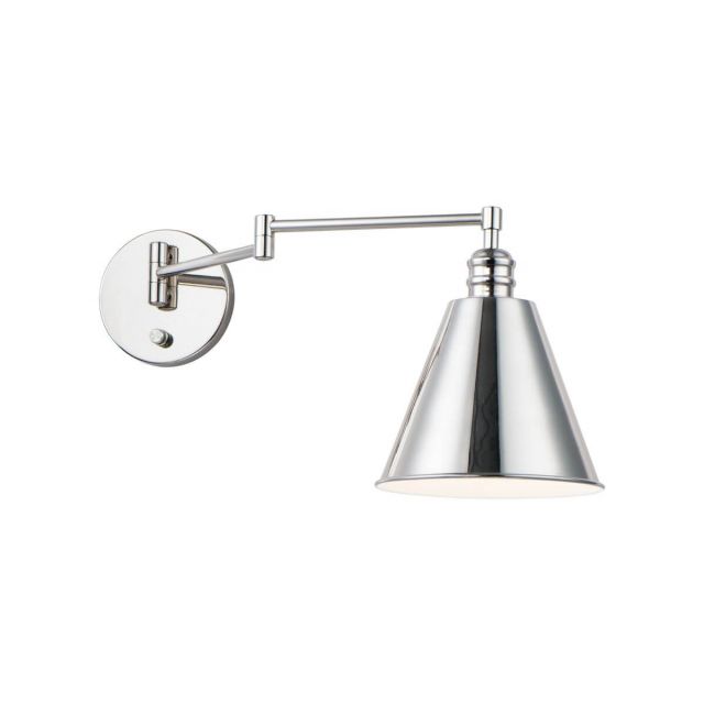 Maxim Lighting Library 1 Light 11 Inch Tall Horizontal Swing Arm Wall Sconce in Polished Nickel 12220PN
