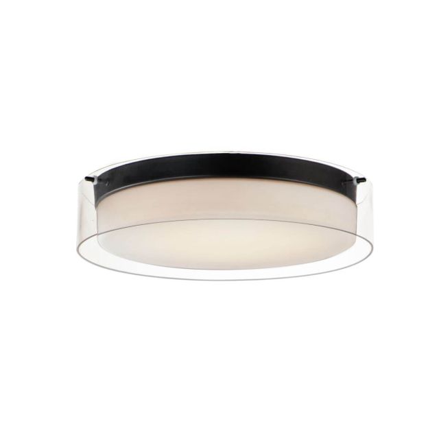 Maxim Lighting 12284CLSWBK Duo 16 inch Round LED Flush Mount in Black with Outer Clear-Inner Satin White Glass