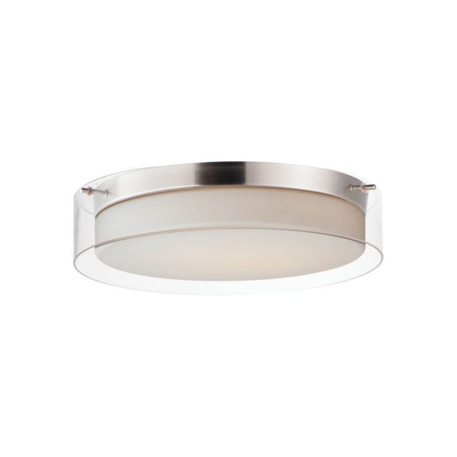 Maxim Lighting 12284CLSWSN Duo 16 inch Round LED Flush Mount in Satin Nickel with Outer Clear-Inner Satin White Glass