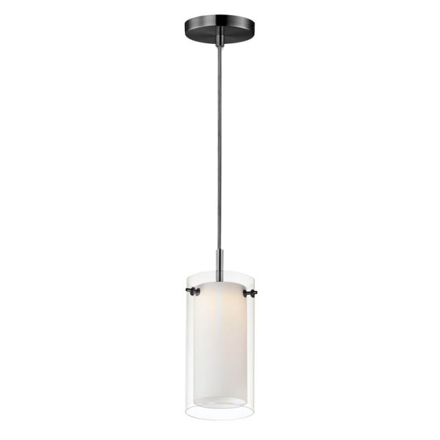 Maxim Lighting 12289CLSWBK Duo 5 inch LED Pendant in Black with Outer Clear-Inner Satin White Glass