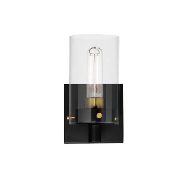 Maxim Lighting 12401CLBKSBR Pinn 1 Light 8 inch Tall Wall Sconce in Black-Satin Brass with Clear Glass