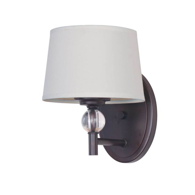 Maxim Lighting 12761WTOI Rondo 1 Light 9 inch Tall Wall Sconce in Oil Rubbed Bronze with Fabric Shade