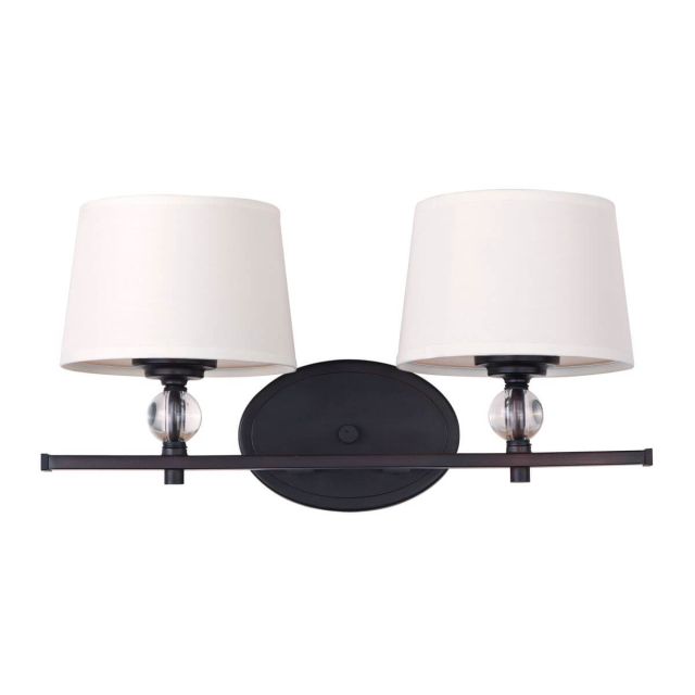 Maxim Lighting 12762WTOI Rondo 2 Light 17 inch Bath Vanity in Oil Rubbed Bronze with Fabric Shade
