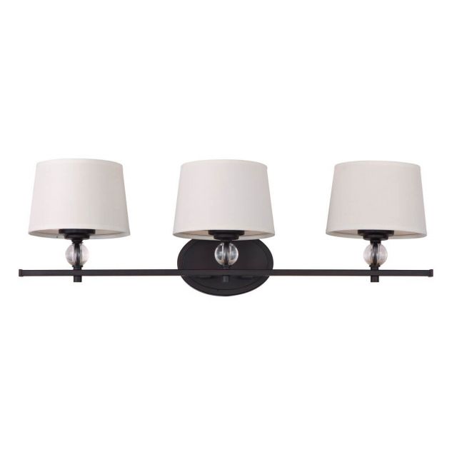 Maxim Lighting 12763WTOI Rondo 3 Light 26 inch Bath Vanity in Oil Rubbed Bronze with Fabric Shade