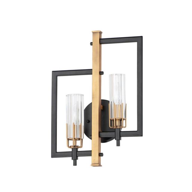 Maxim Lighting Flambeau 2 Light 18 Inch Tall Wall Sconce in Black-Antique Brass with Clear Glass 16112CLBKAB
