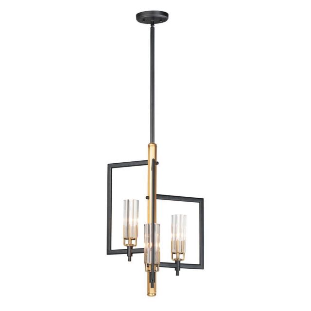 Maxim Lighting Flambeau 3 Light 13 Inch Chandelier in Black-Antique Brass with Clear Glass 16113CLBKAB