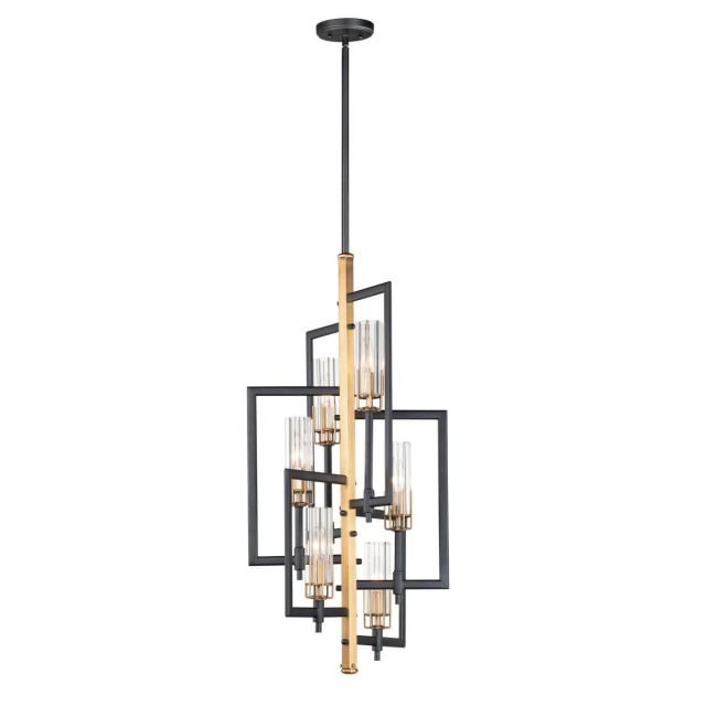 Maxim Lighting Flambeau 6 Light 14 Inch Chandelier in Black-Antique Brass with Clear Glass 16116CLBKAB