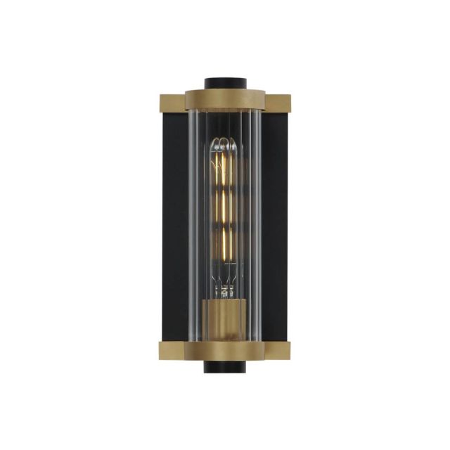 Maxim Lighting 16120CRBKAB Opulent 1 Light 11 inch Tall Outdoor Wall Mount in Black-Antique Brass with Clear Ribbed Glass
