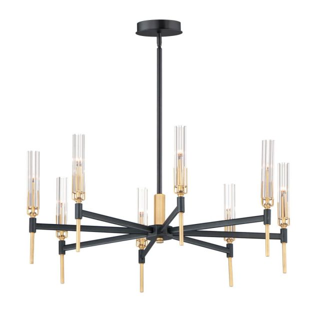 Maxim Lighting Flambeau 8 Light 33 Inch LED Chandelier in Black - Antique Brass with Crackle Glass 16128CLBKAB