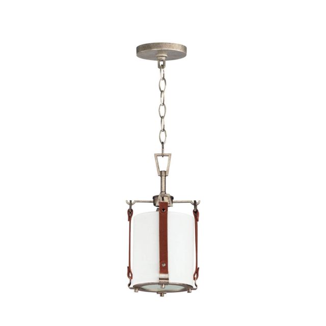 Maxim Lighting 16132FTWZBSD Sausalito 1 Light 8 inch Pendant in Weathered Zinc-Brown Suede with Off-White Linen Shade