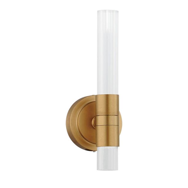 Maxim Lighting 16161CRGLD 2 Light 13 inch Tall LED Wall Sconce in Gold with Clear Ribbed Glass