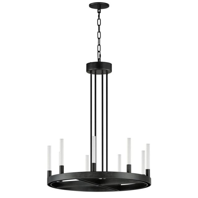 Maxim Lighting 16162CRBK 24 inch LED Chandelier in Black with Clear Ribbed Glass