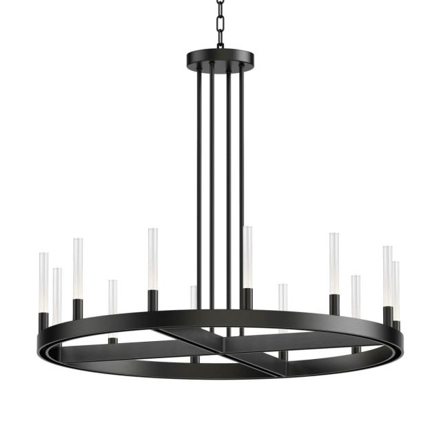 Maxim Lighting 16164CRBK 32 inch LED Chandelier in Black with Clear Ribbed Fluted Glass