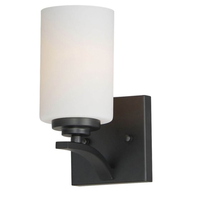 Maxim Lighting Deven 1 Light 9 inch Tall Wall Sconce in Black with Satin White Opal Glass 20030SWBK